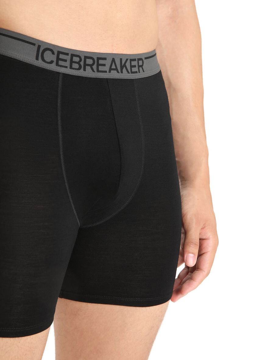 Icebreaker Merino Anatomica Long Boxers Miesten Alusvaatteet Mustat | FI 1285TCEV